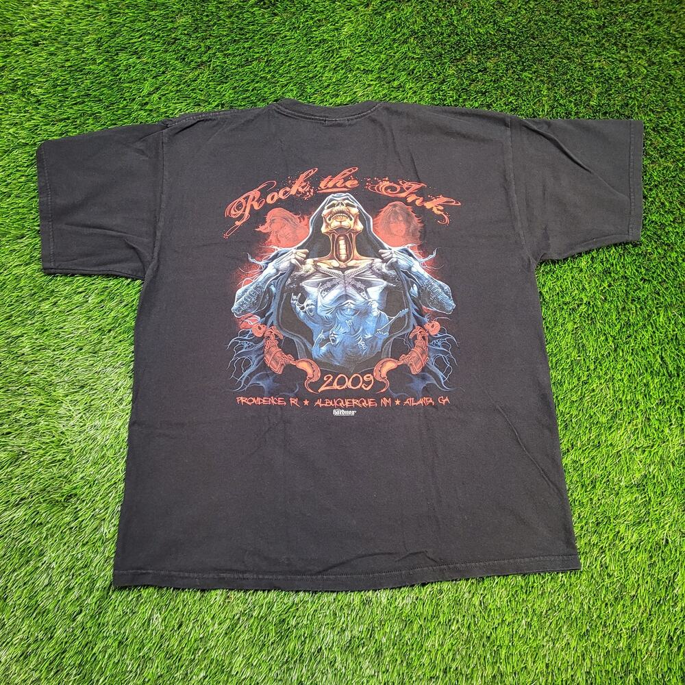 2009 Rock the Ink Tattoo Tour T-Shirt Double Sided Gildan Mens XL